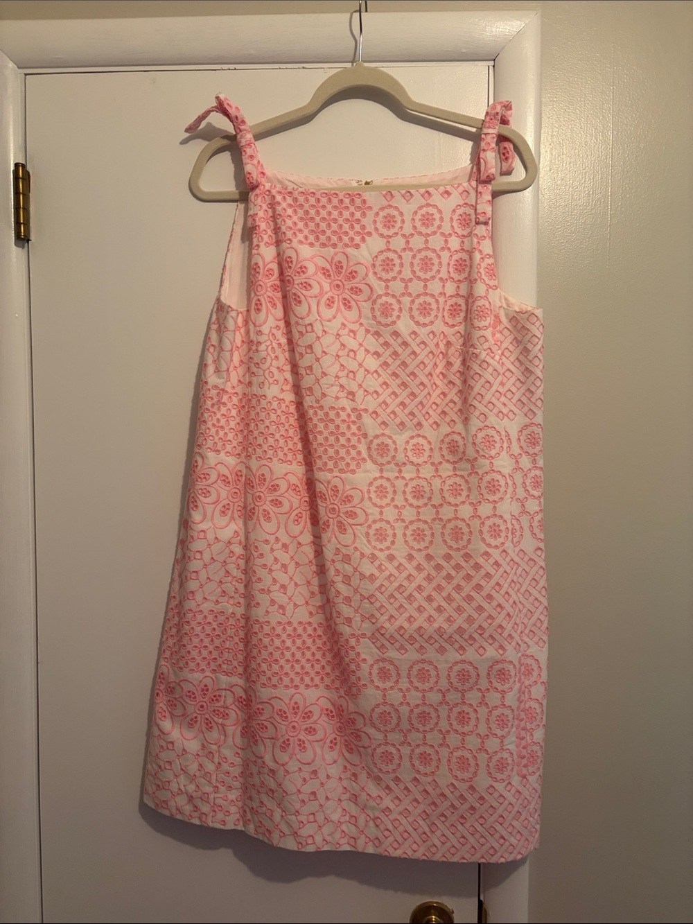 Lilly Pulitzer Pink and White Patterned Tie-Shoulder Sundress